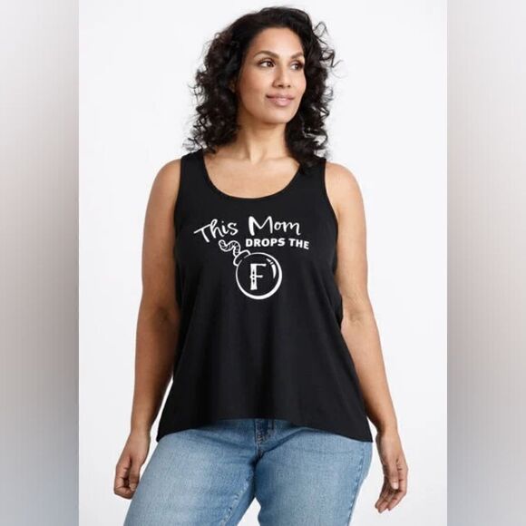 New With Tag Size XS Warehouse One Women's Black F Bomb Racerback Tank - Picture 1 of 8